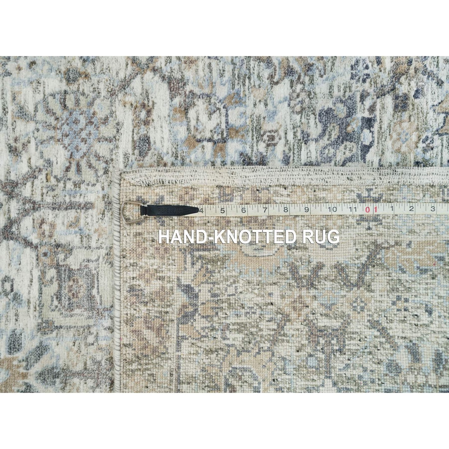 3'X5' Gardenia Ivory Silk And Wool Hand Knotted Tebraz Vase Design Rug