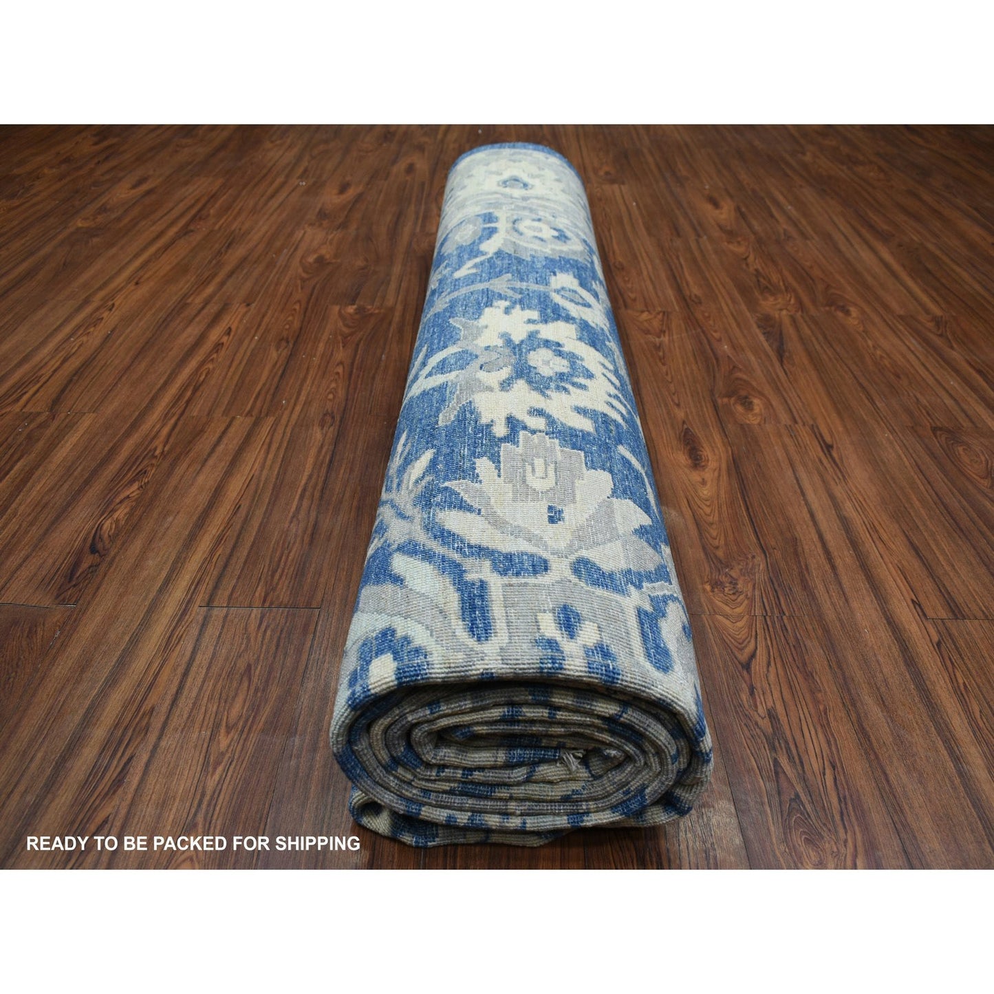 10'2"X13'6" Denim Blue Wool Hand Knotted Fine Peshawar Densely Woven Rug