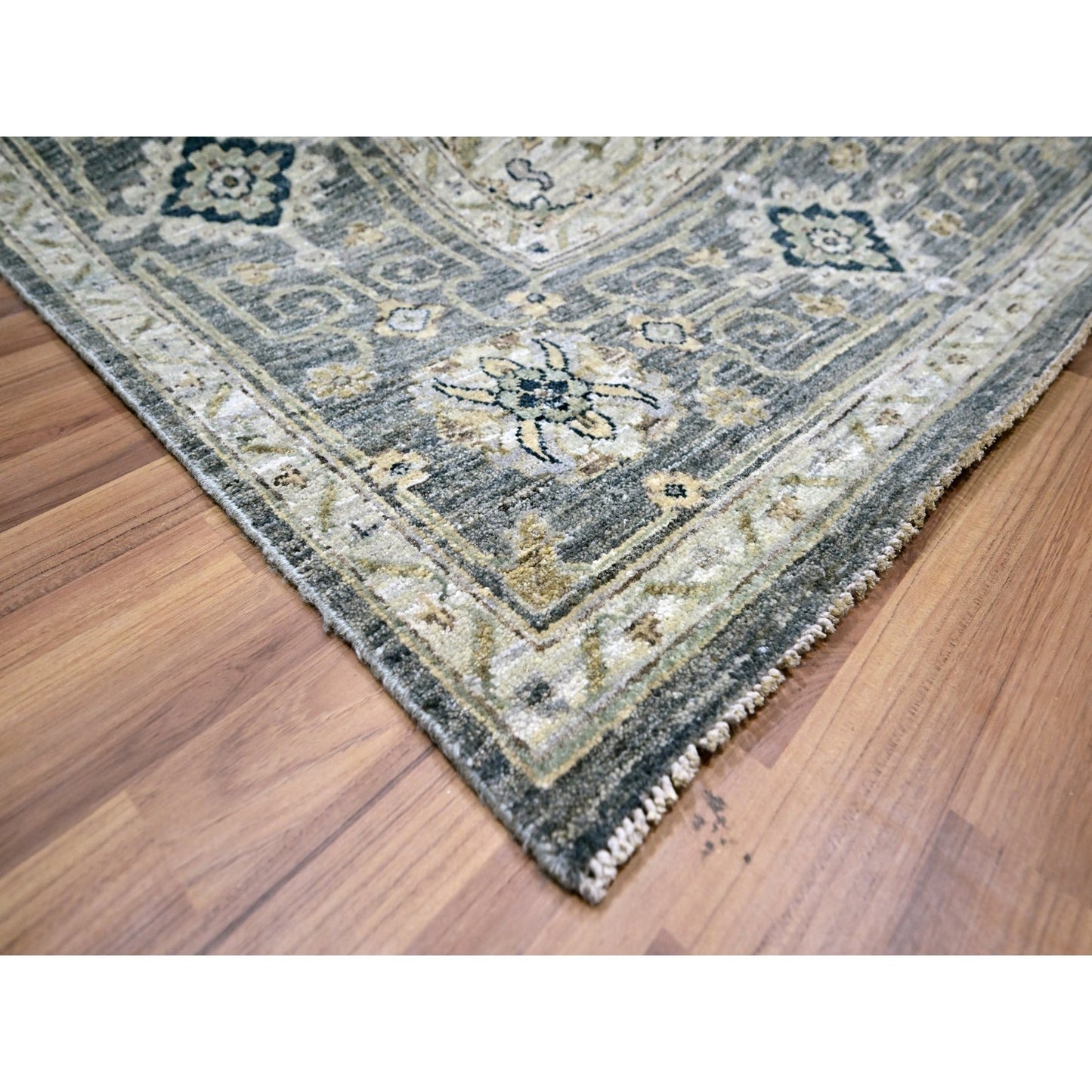 10'X14' Anchor Gray Agra With Oushak Design Pure Wool Hand Knotted Rug