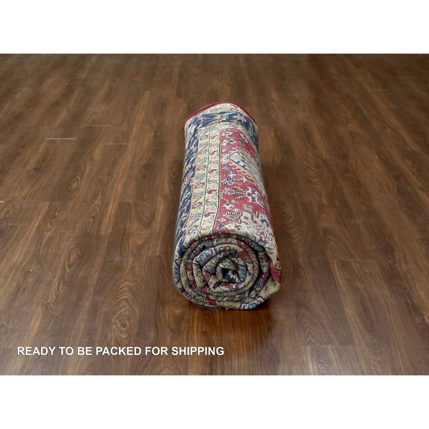 10'1"X13'10" Falcons Red Karjihooz Design Soft Wool Hand Knotted Rug
