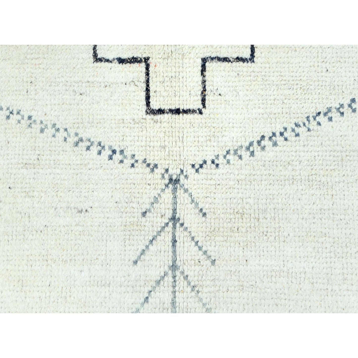 9'3"X12'6" Ivory Moroccan Berber Natural Wool Hand Knotted Oriental Rug