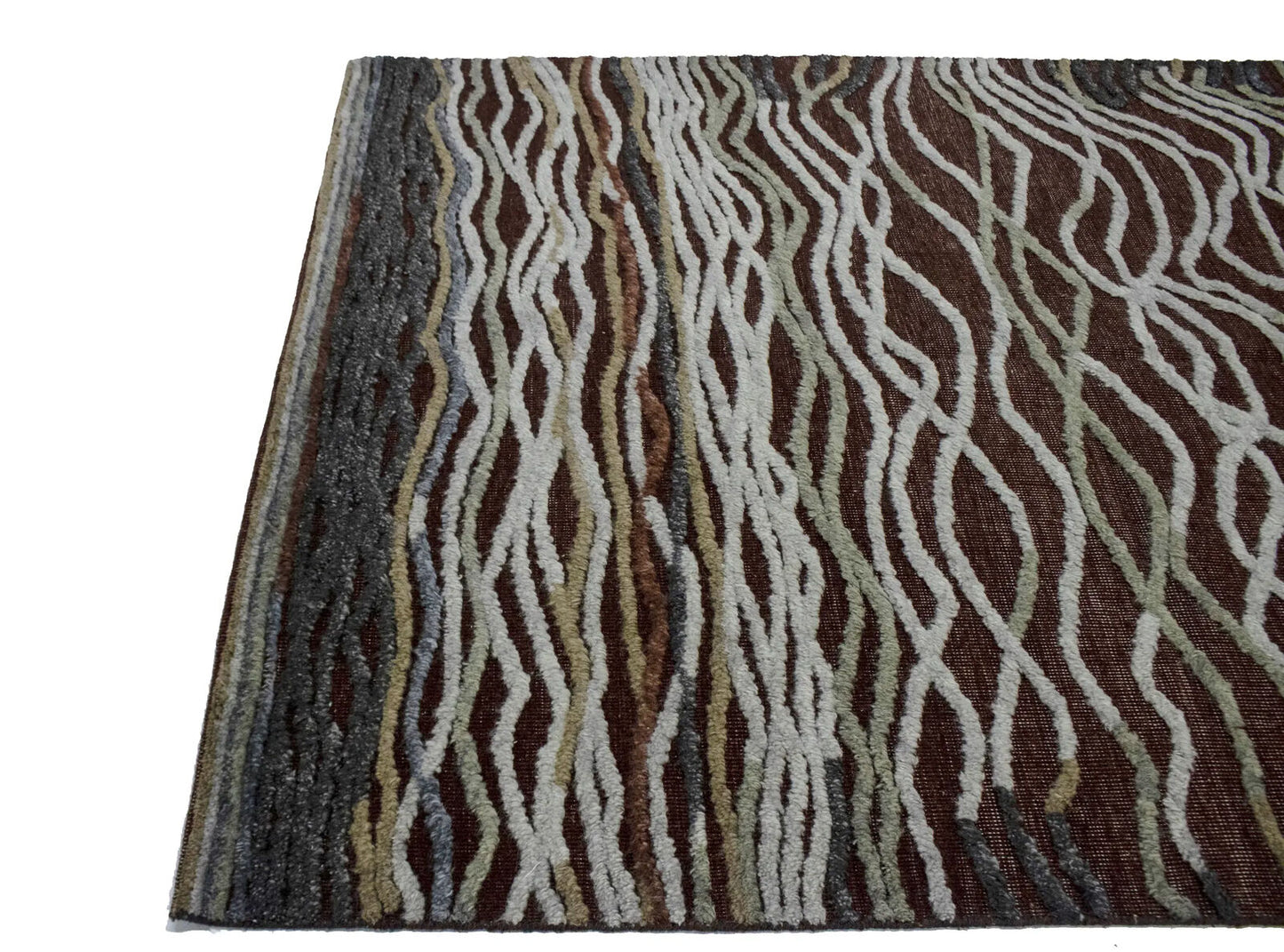 Handmade Modern Waves Area Rug High-Low Relief