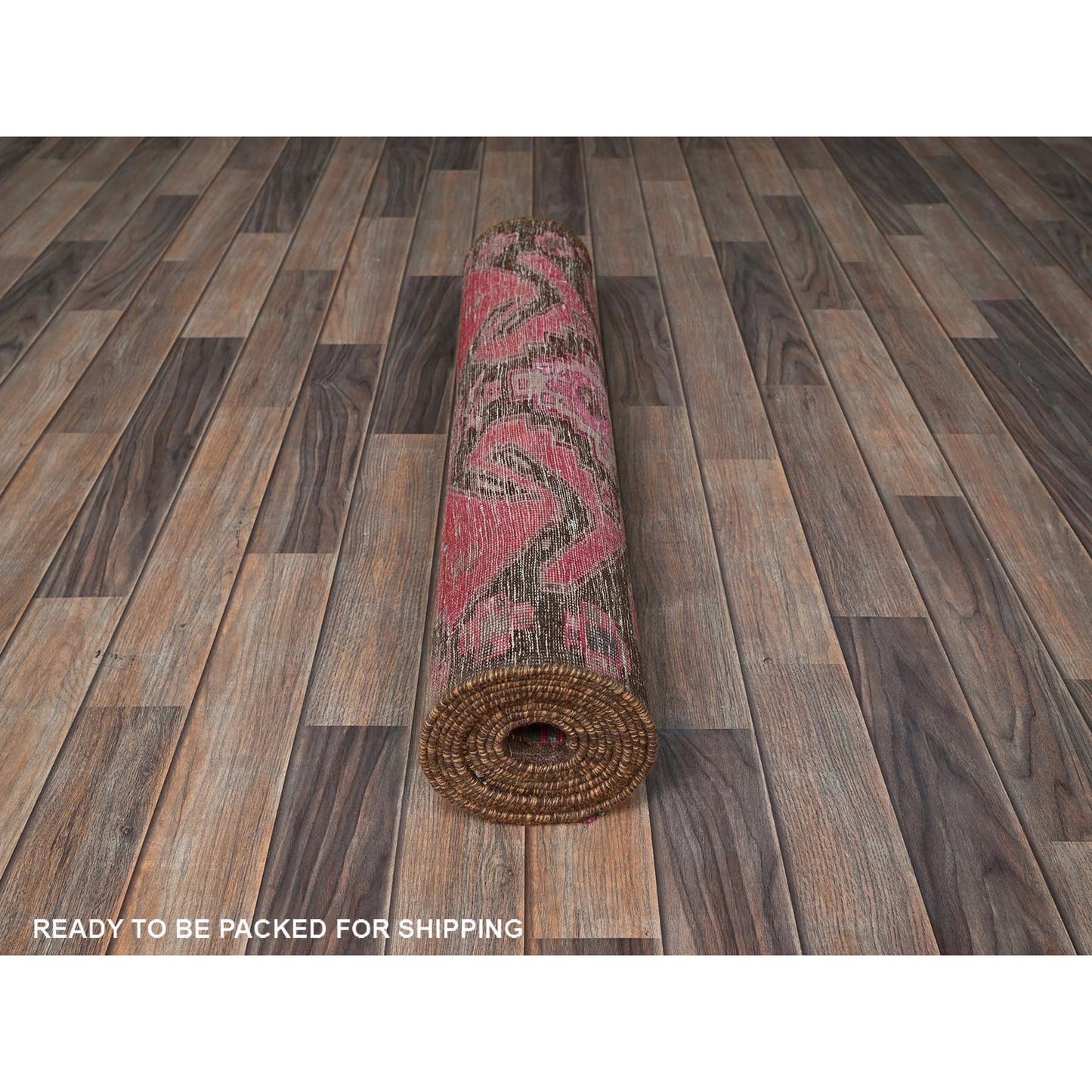 3'X11'4" Pink Overdyed Vintage Zoroastrian Hand Knotted Wool Runner Rug