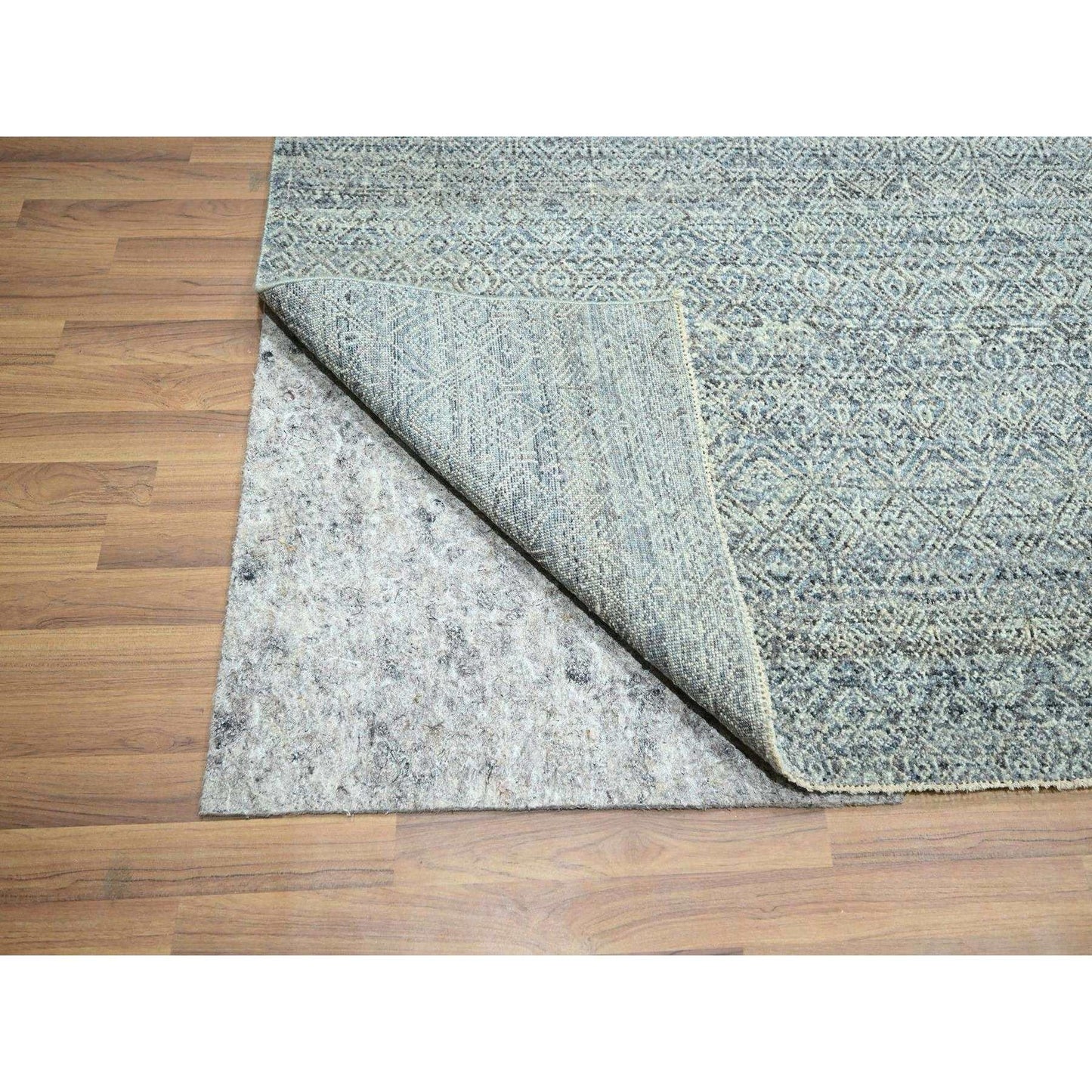 9'X11'10" Silver Blue Kohinoor Herat Diamond Design Wool Hand Knotted Rug
