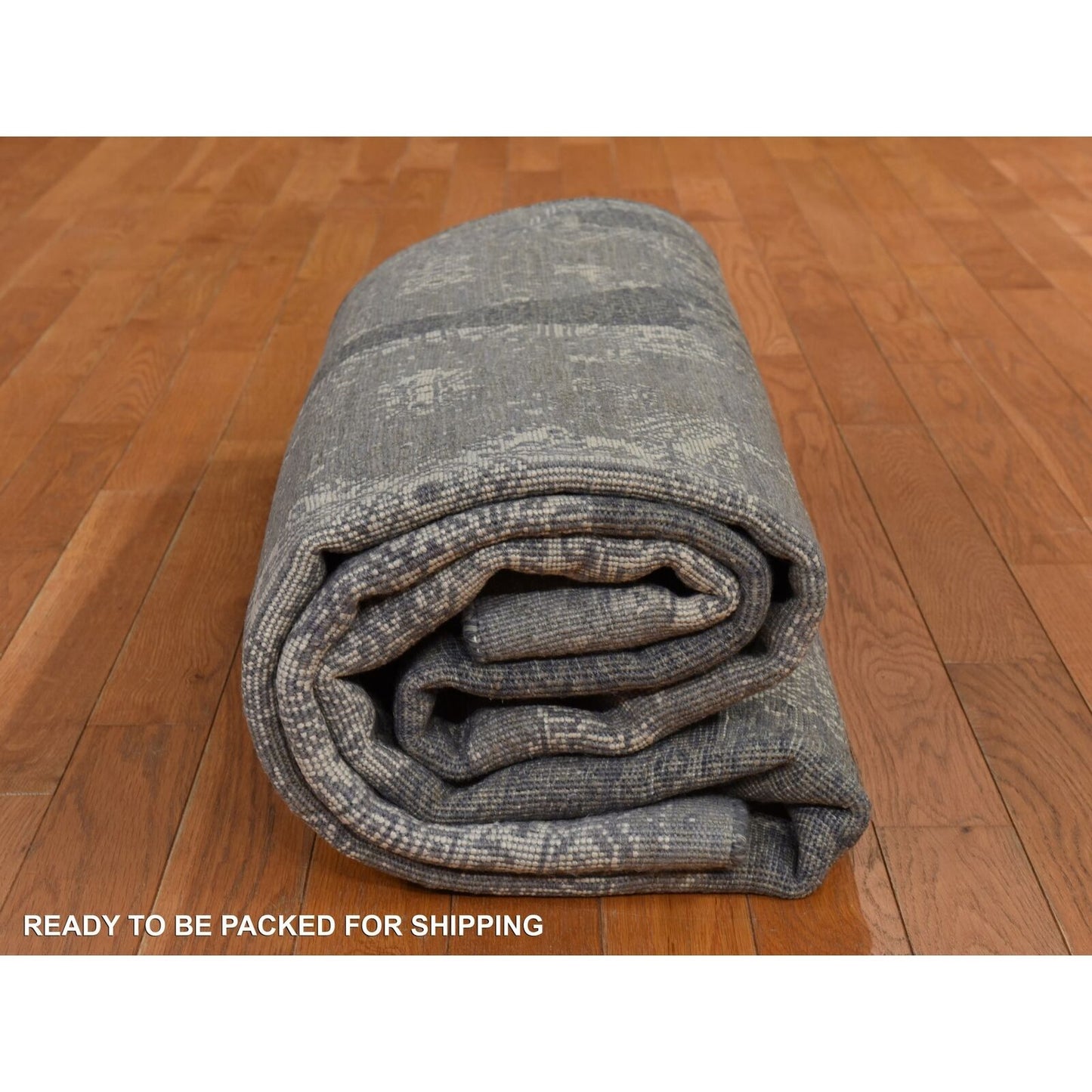 6'1"X9'2" Sonic Gray Jewelry Design Wool And Silk Hand Knotted Modern Rug