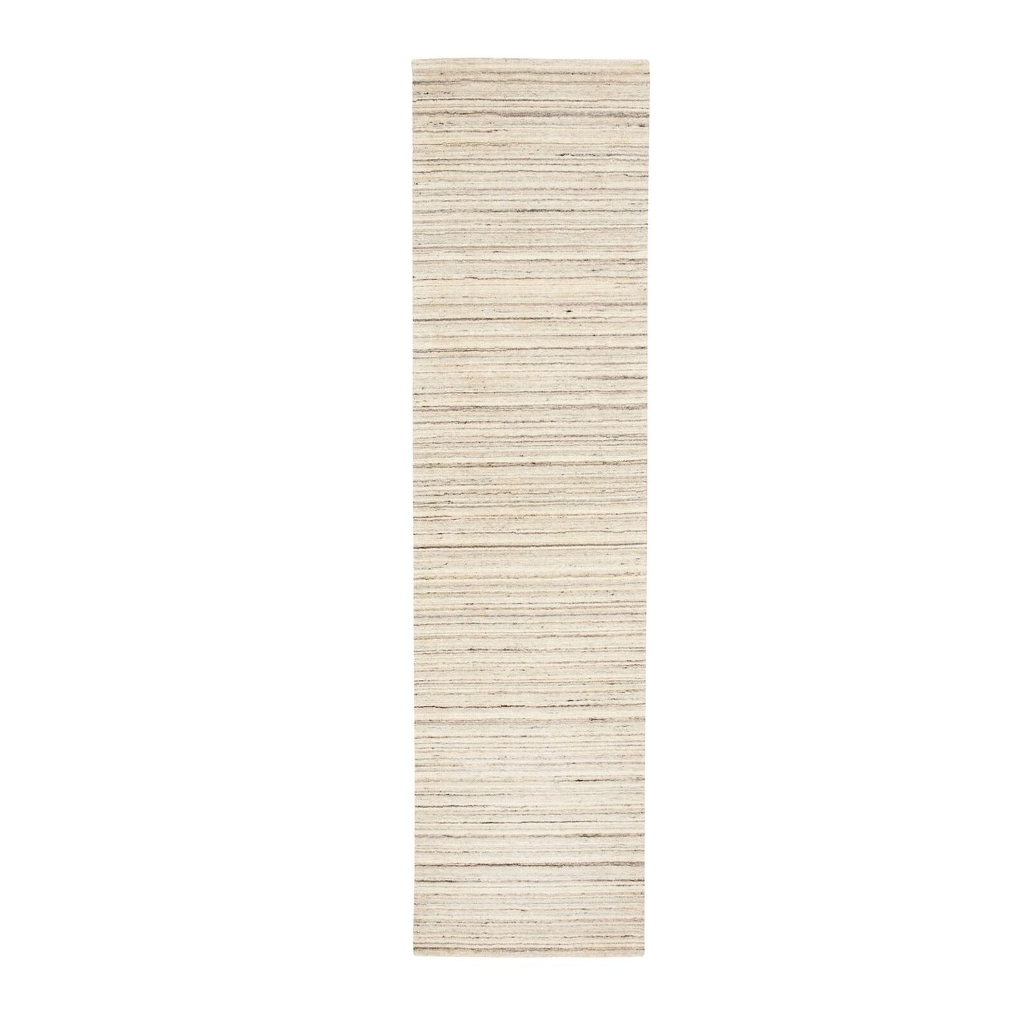 2'6"X9'8" Beige Hand Loomed Organic Wool Modern Runner Oriental Rug