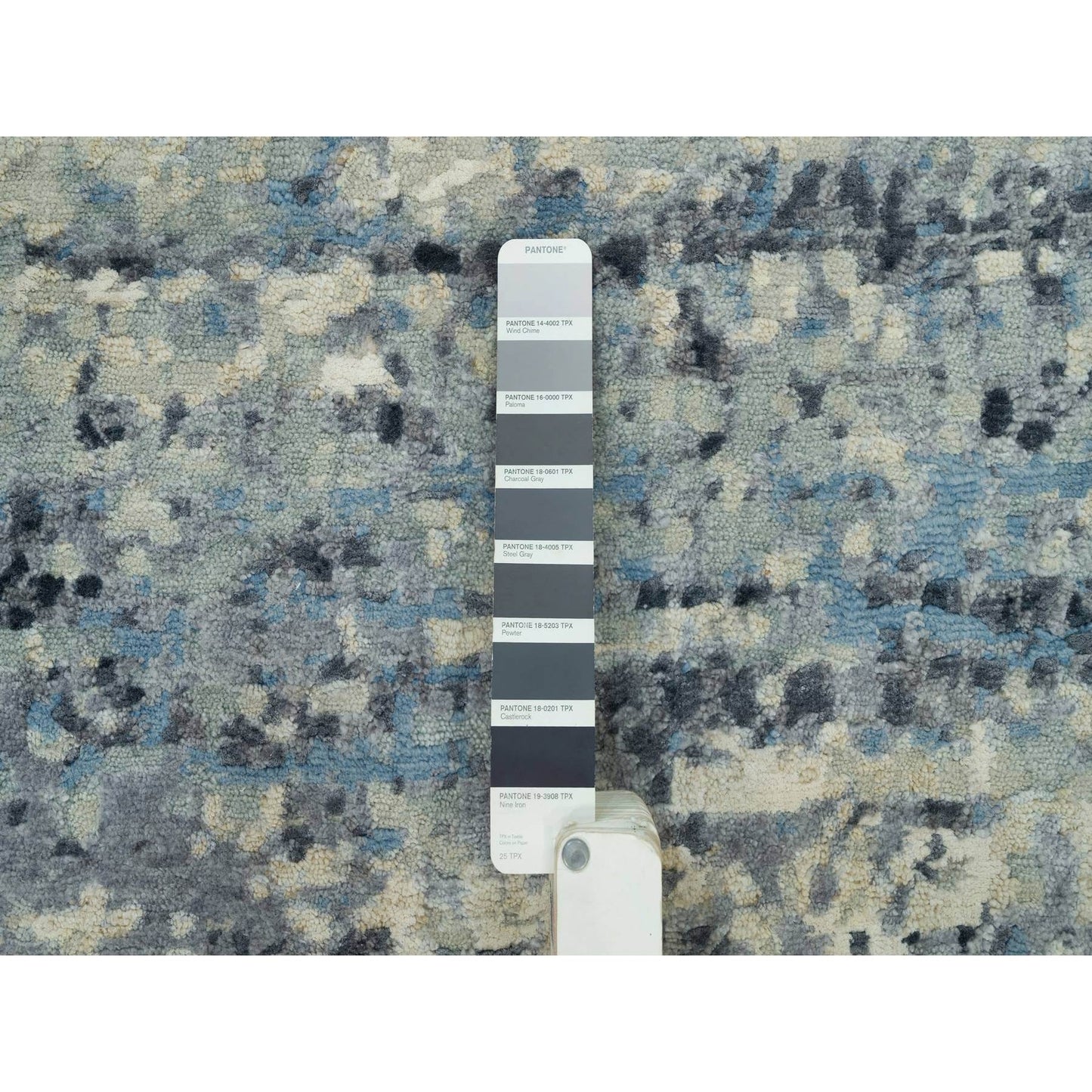 9'X9' Power Gray Wool And Silk Hand Knotted Mosaic Round Oriental Rug
