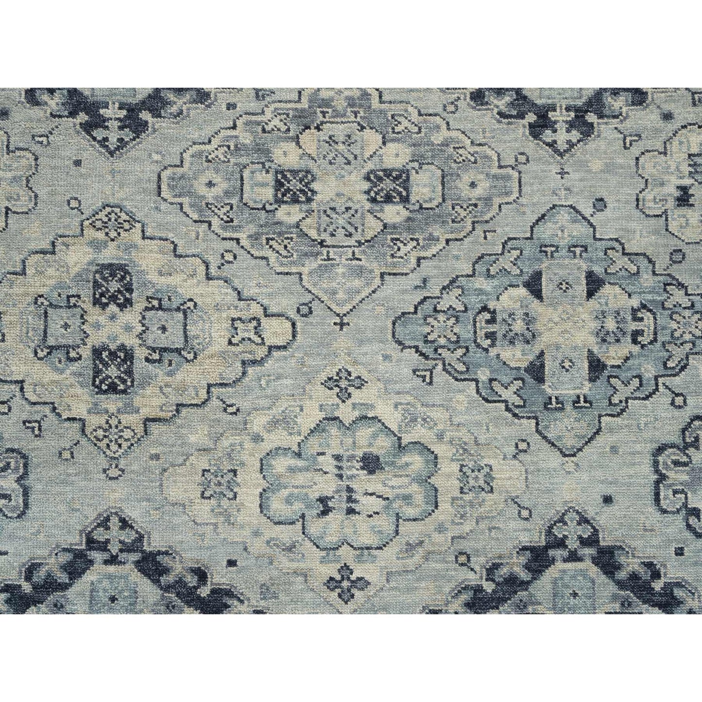 8'10"X11'10" Silver Gray Pure Wool Hand Knotted Anatolian Design Rug