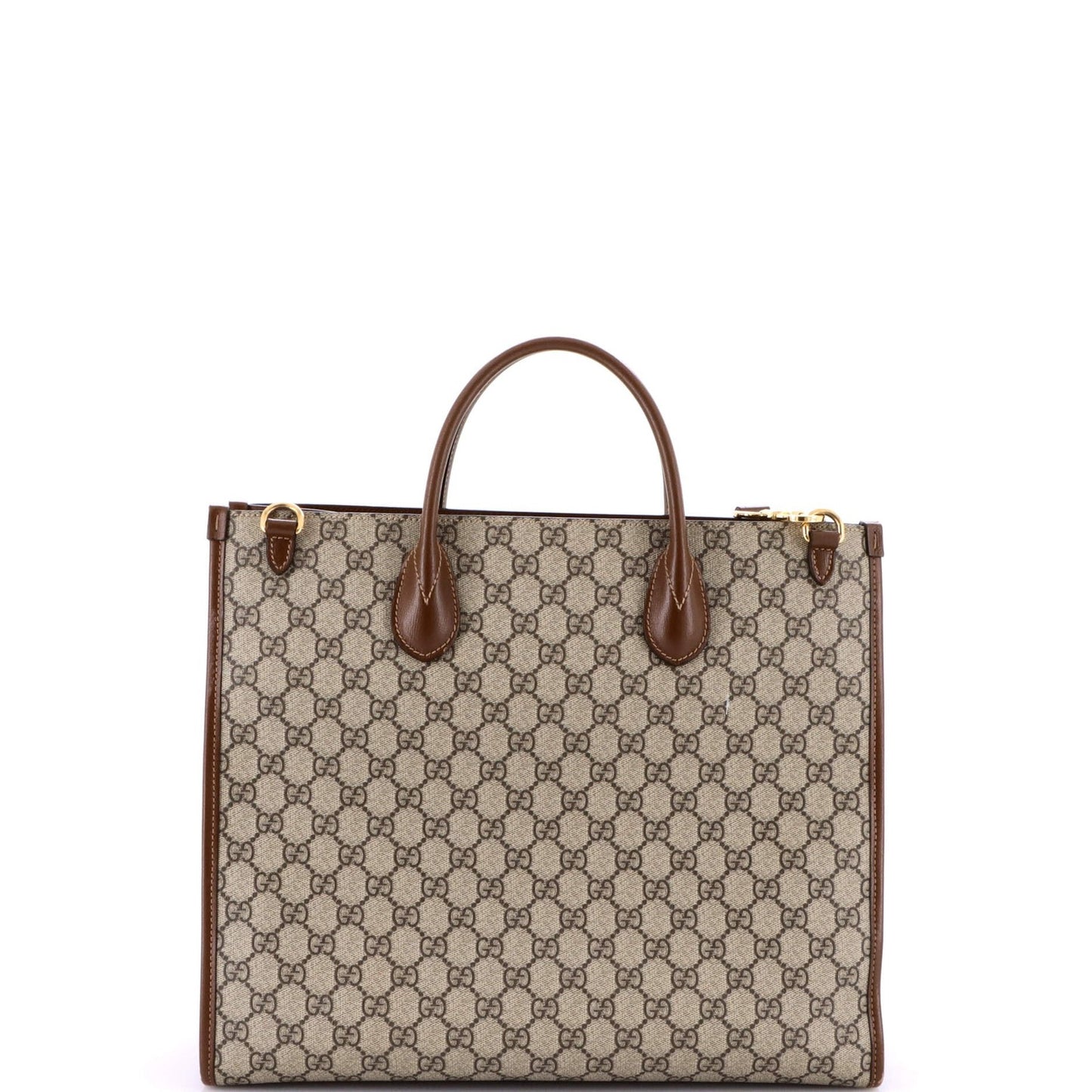 Gucci Structured Top Handle Open Tote Gg Coated Canvas Medium