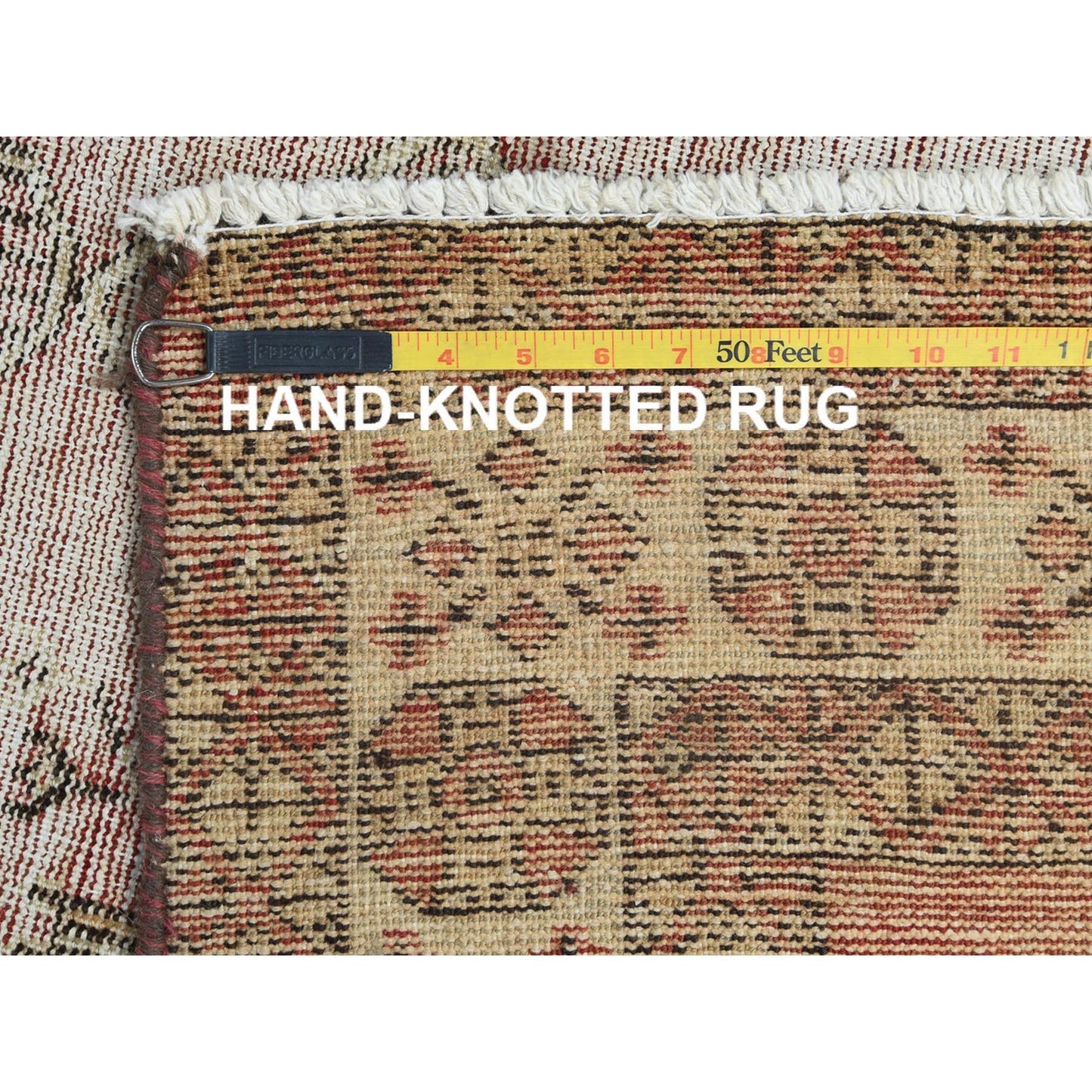 3'9"X6' Brown Worn Wool Hand Knotted Vintage Farsian Sheeraz Rug