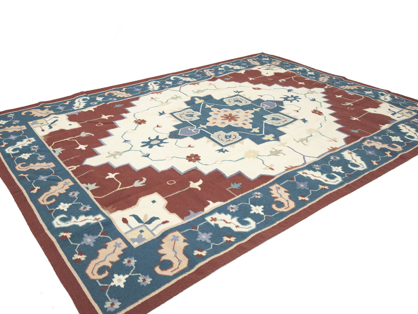 Reversible Hand-Hooked Dhurrie Oriental Rug
