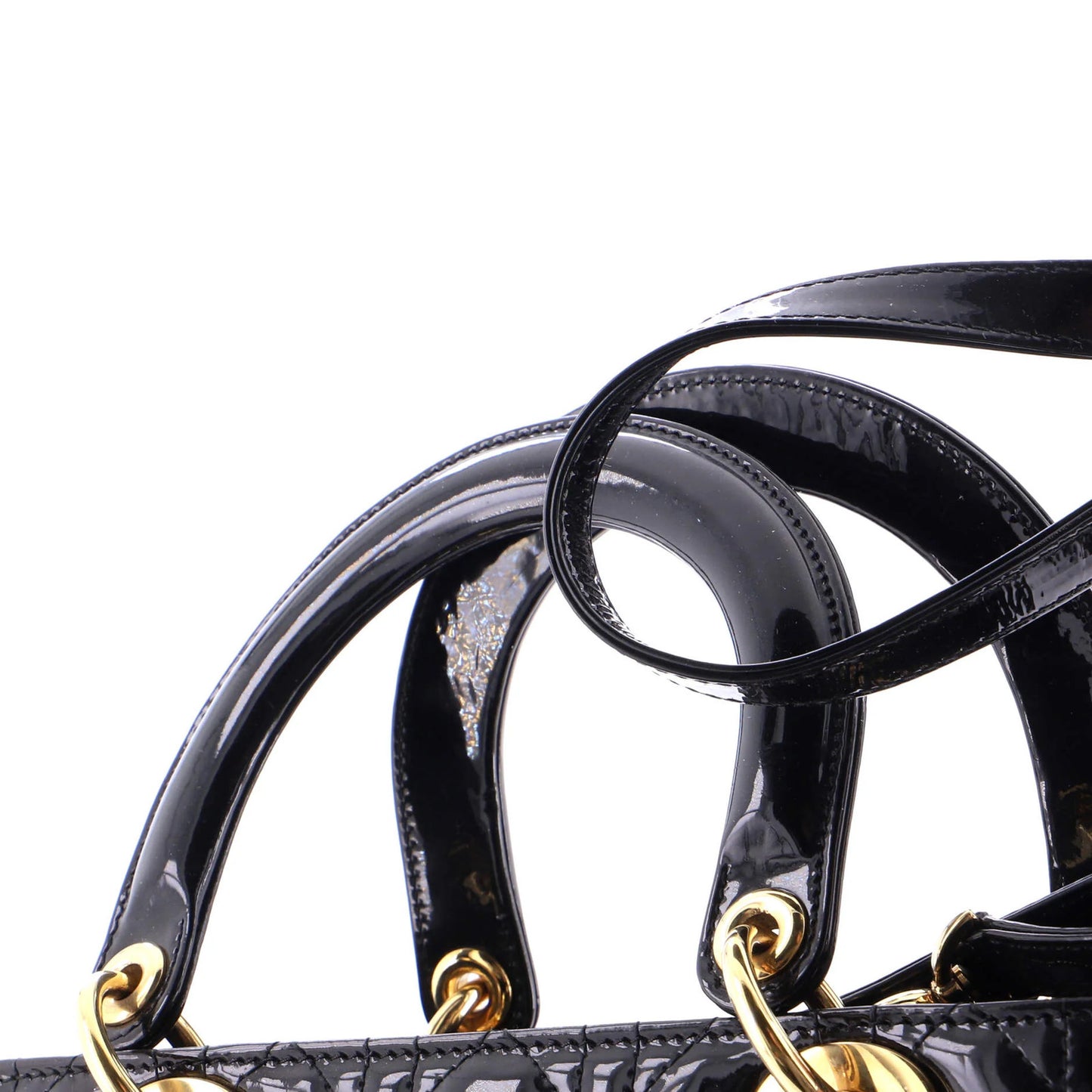 Christian Dior Lady Dior Bag Cannage Quilt Patent Medium