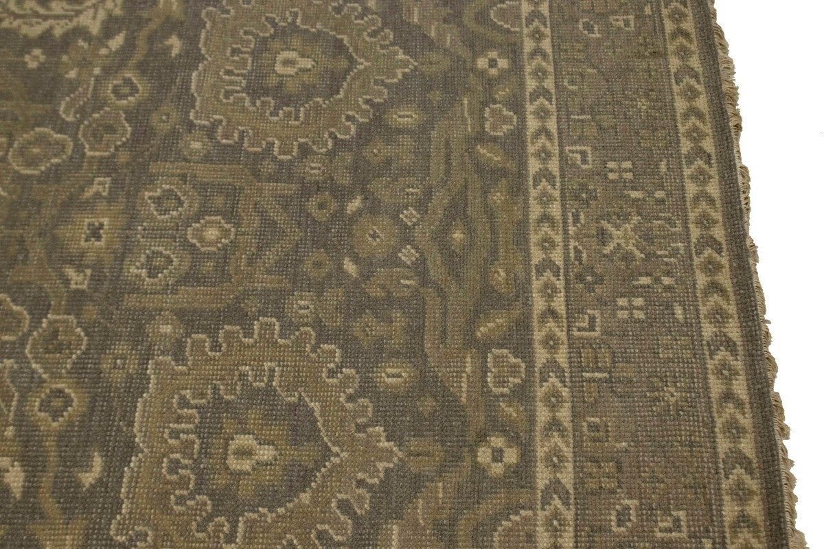 Handmade Brown Floral Oriental Rug Transitional