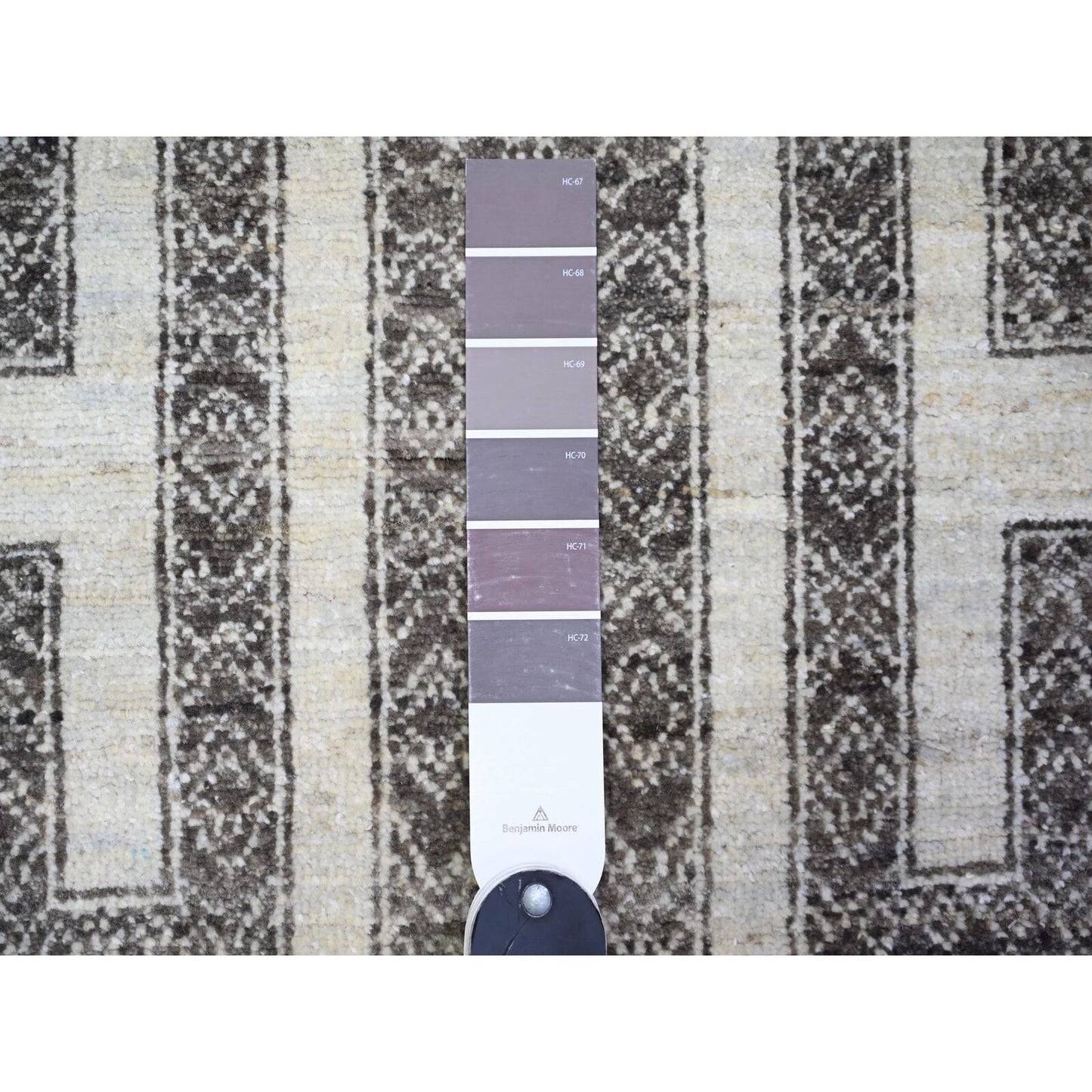 2'7"X11'7" Taupe Brown Hand Knotted Wool Fine Peshawar Runner Rug