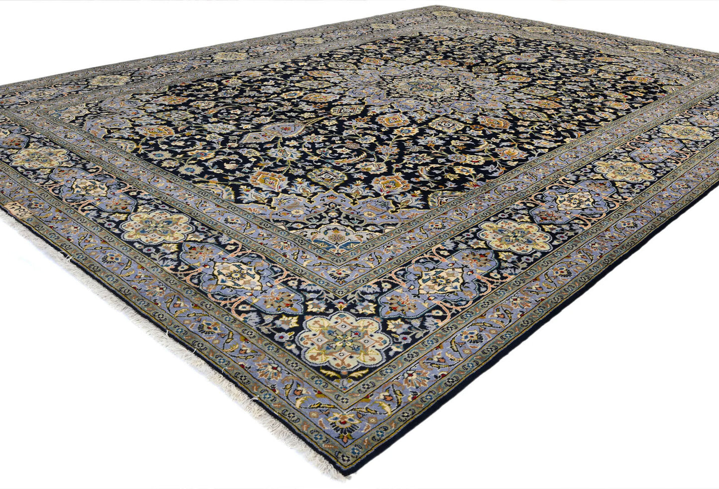 Handmade Oriental Rug Purple-Navy Medallion