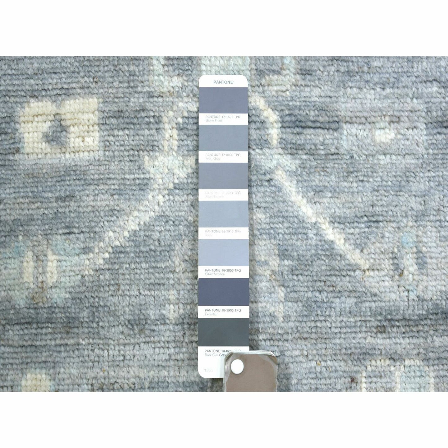 2'8"X11'7" Gray Hand Knotted Afghan Angora Ushak Pure Wool Runner Rug