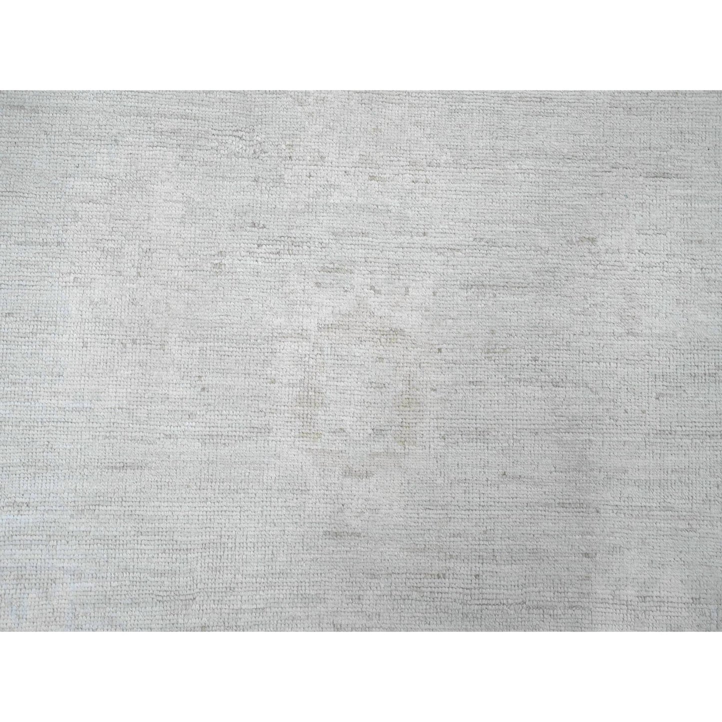 10'X13'8" Gray Afghan Angora Oushak Leaf Design Hand Knotted All Wool Rug