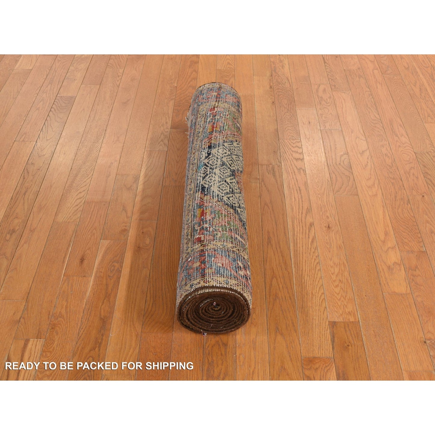 3'5"X12'6" Blue Antique Zoroastrian Malayer Wool Hand Knotted Runner Rug