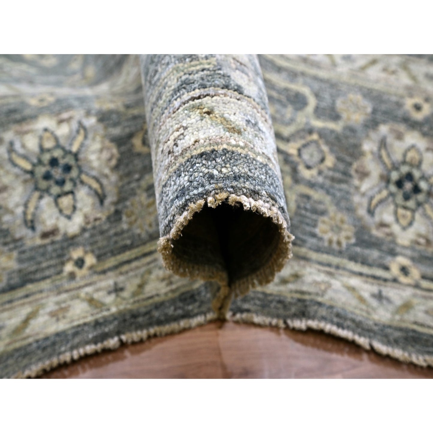 10'X14' Anchor Gray Agra With Oushak Design Pure Wool Hand Knotted Rug