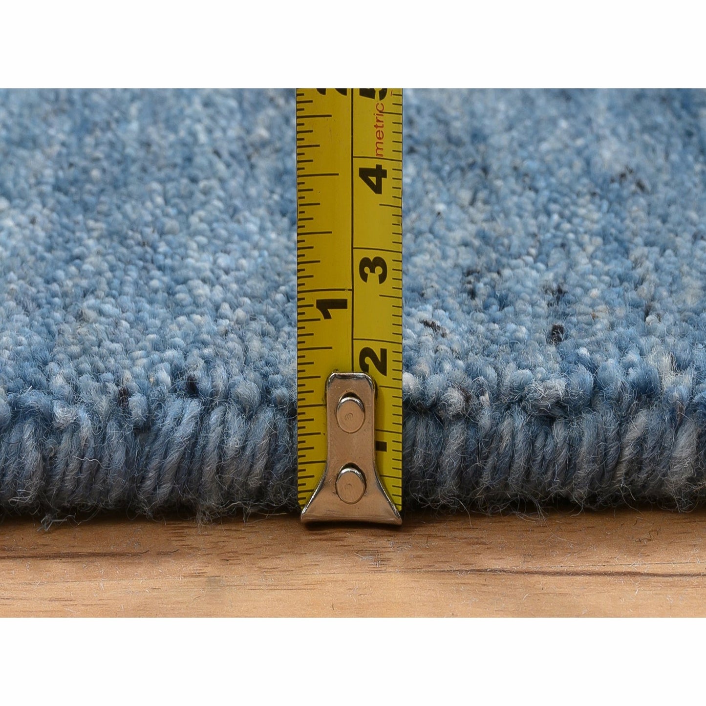 5'X7'1" Denim Blue Hand Loomed Modern Design Soft And Plush Wool Rug