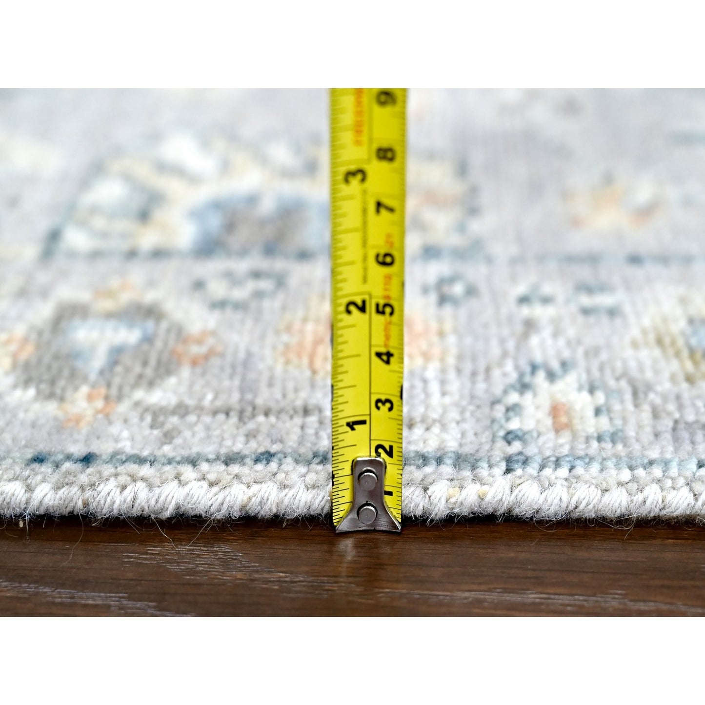2'5"X13'10" Pastel Gray Oushak Design Hand Knotted Pure Wool Runner Rug