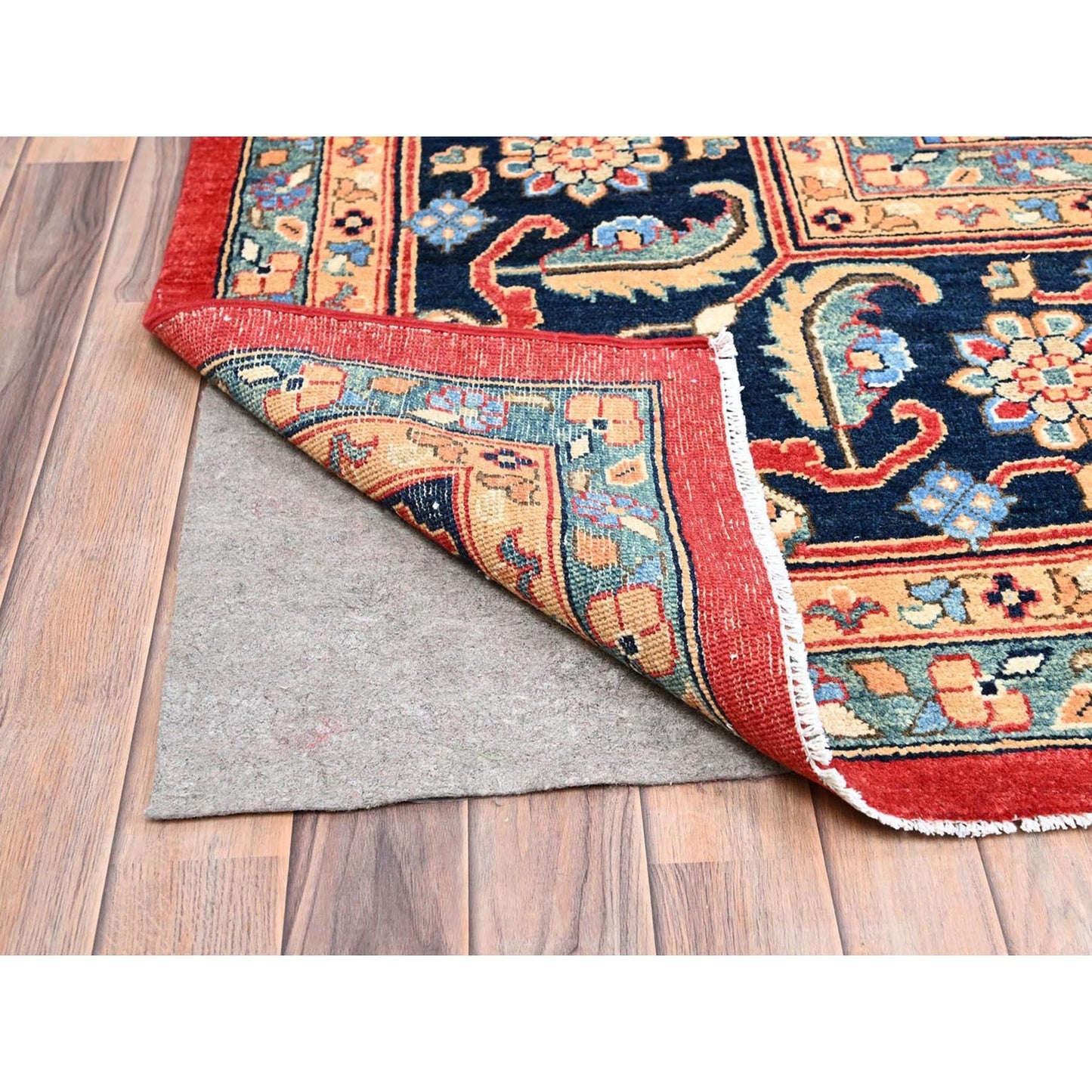 12'X17'2" Venetian Red Hand Knotted Wool Seeripe And Heris Oversized Rug