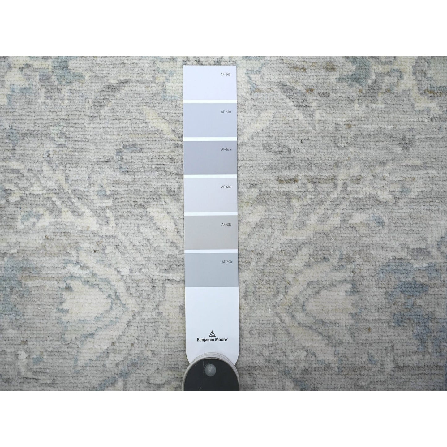 2'8"X11'10" Lazy Gray Wool Hand Knotted Finer Peshawar Heris Runner Rug