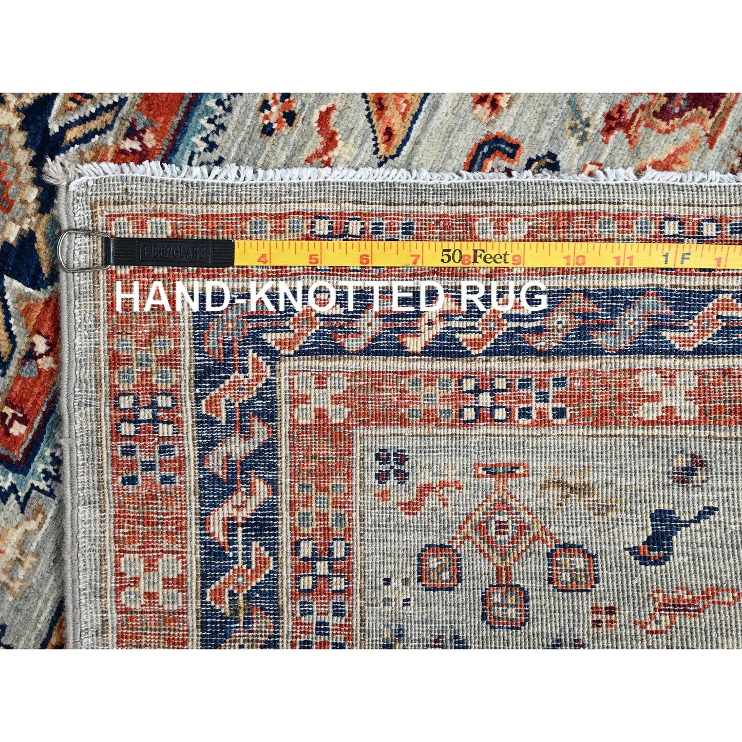 2'9"X7'6" Pastel Gray Caucasian Design Soft Wool Hand Knotted Runner Rug
