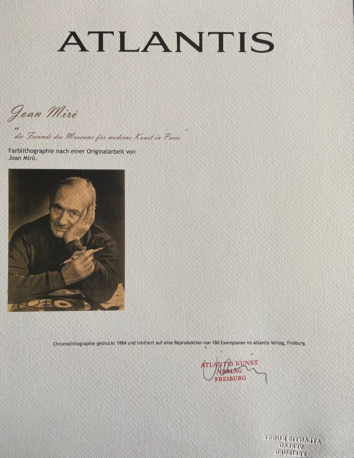 Joan Mir Lithograph Coa Limited Edition 180