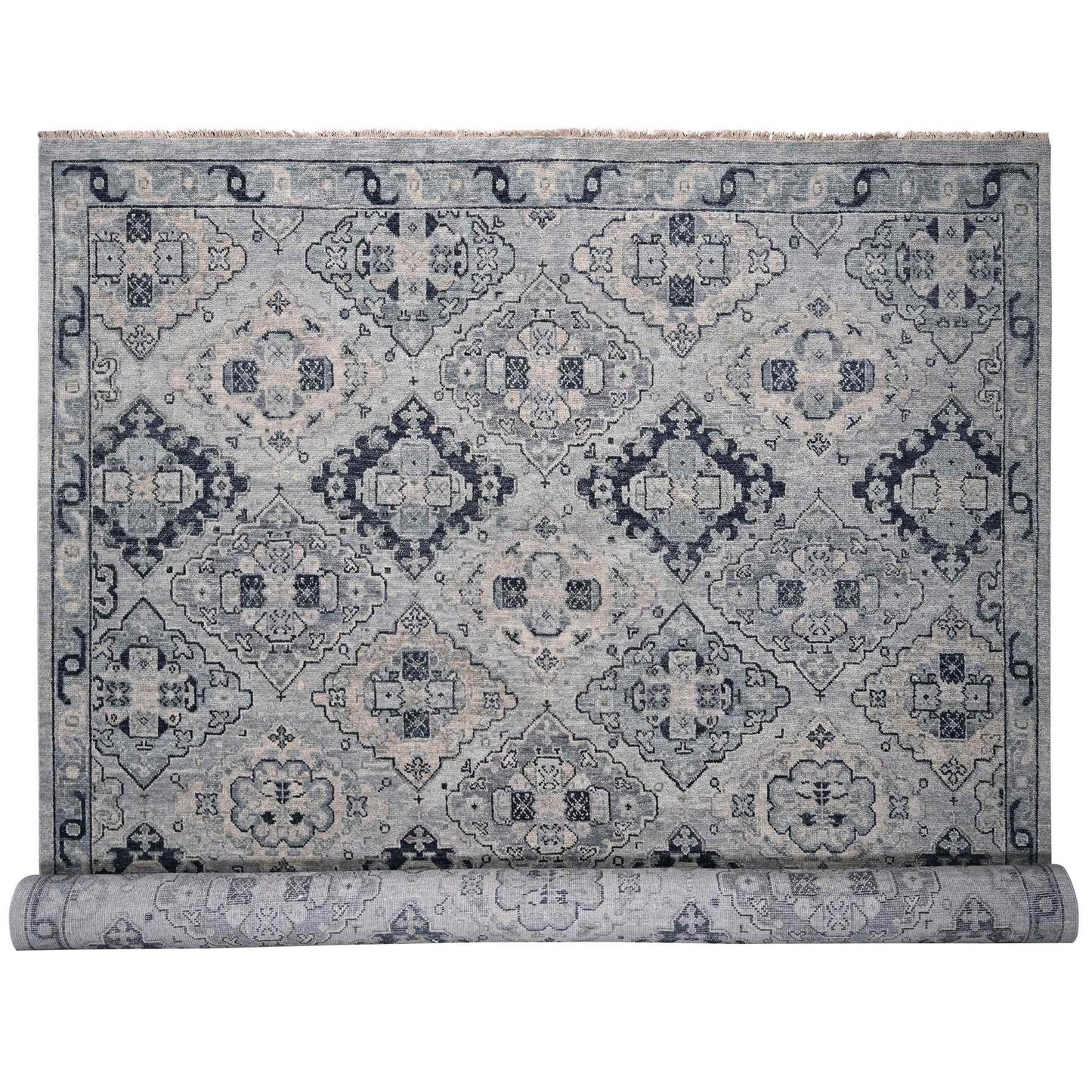 13'9"X17'9" Gray Wool Hand Knotted Anatolian Design Oversized Rug