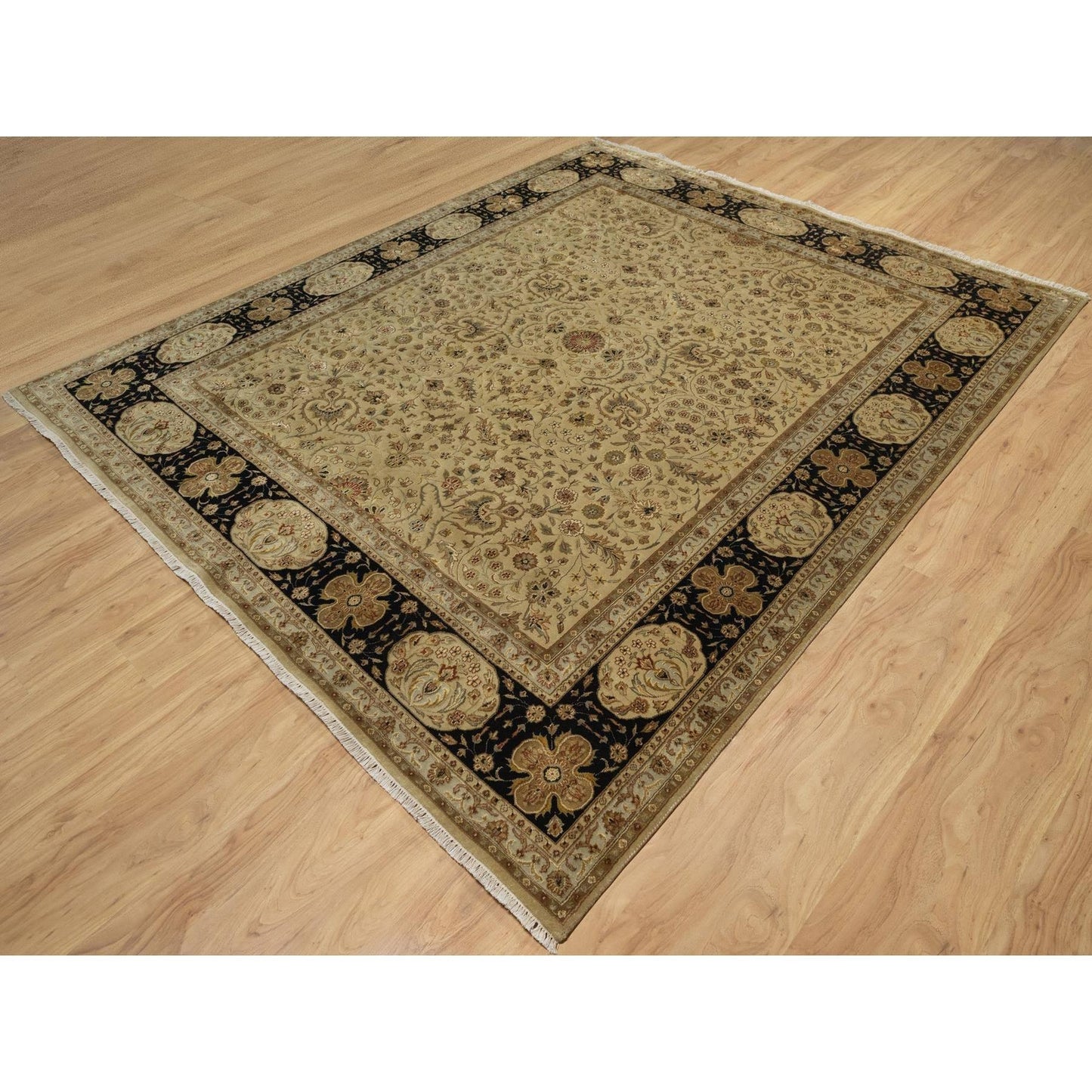 8'X10' Brown Kishoon Design New Zealand Wool With Silk Hand Knotted Rug