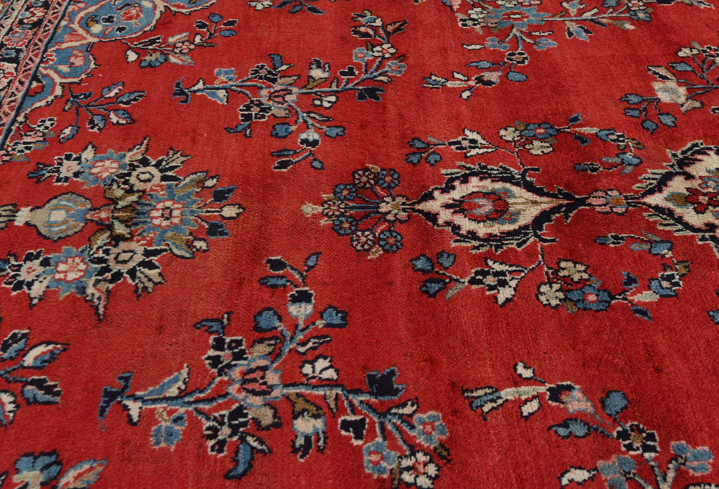 Hand-Knotted Red Vintage Oriental Rug 9X12 Ft