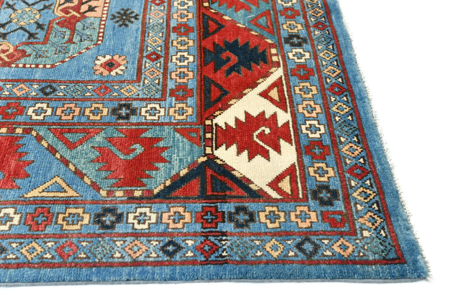 Hand-Knotted Farmho Rug Geometric Tribal Style