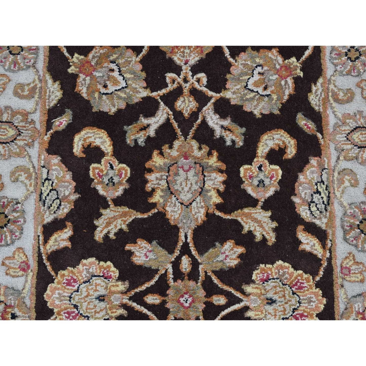 2'7"X15'9" Brown Rajasthan Wool And Silk Xl Runner Hand Knotted Rug