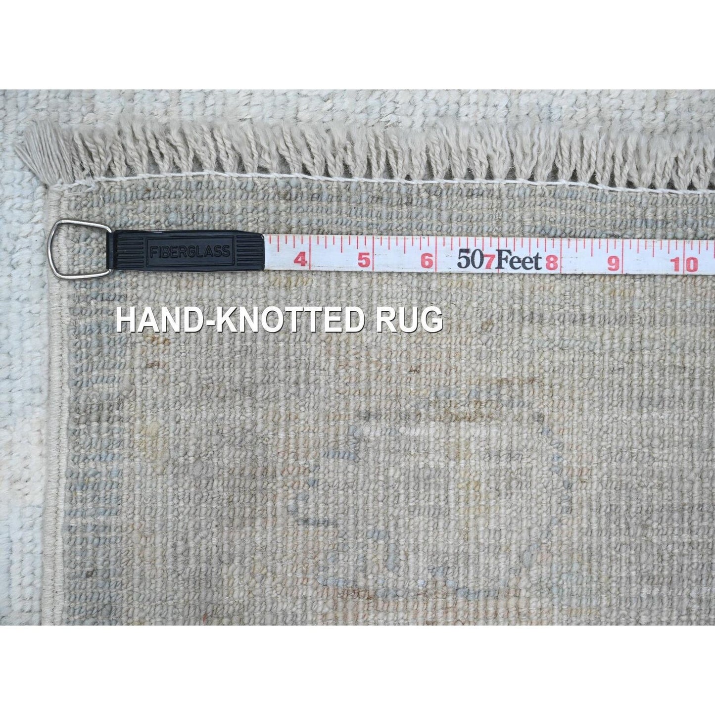 2'10"X19'6" Gray Afghan Angora Oushak Hand Knotted Pure Wool Runner Rug