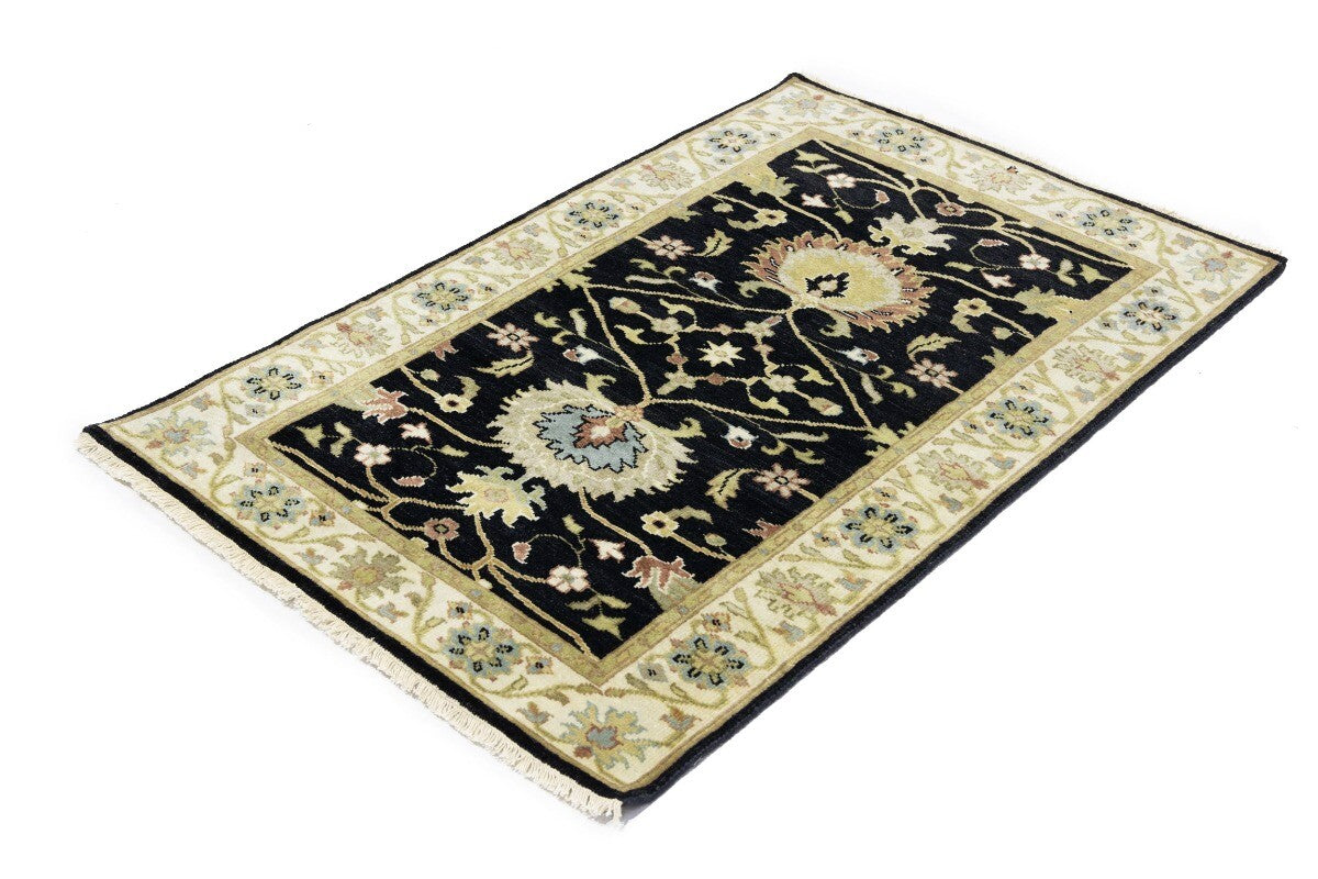 Handmade Black Osh Chobi Peshawar Rug Small