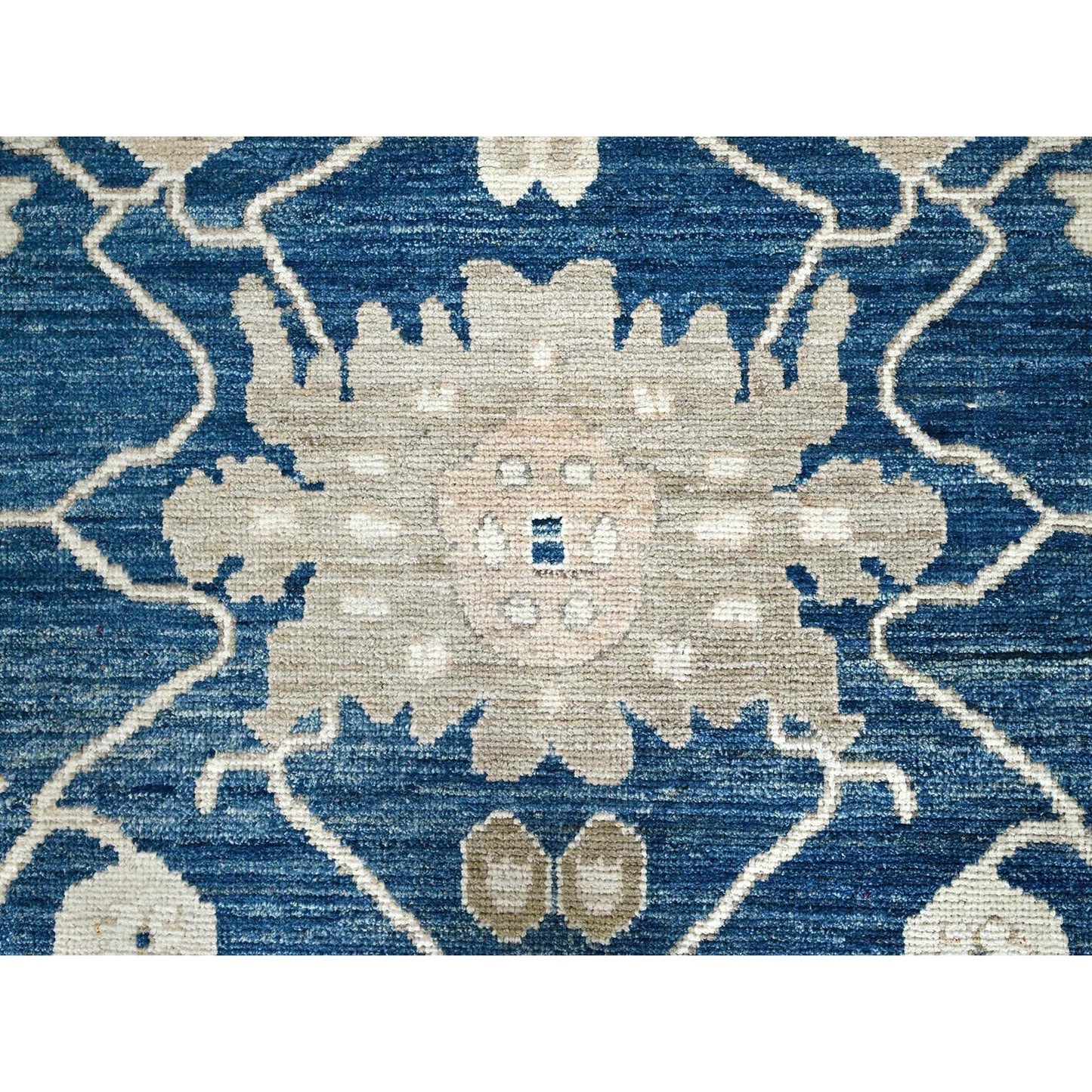 9'X12' Yale Blue Afghan Oushak Supple Collection Soft Wool Hand Knotted Rug
