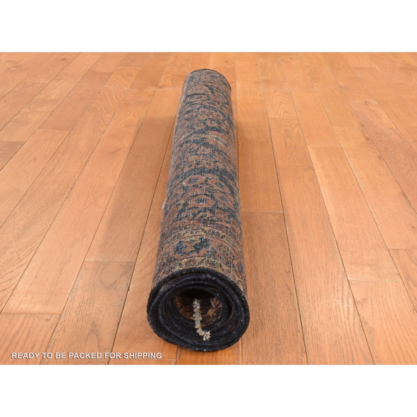 3'2"X4'8" Midnight Blue Hand Knotted Rug Antique Zoroastrian Saroogh Wool