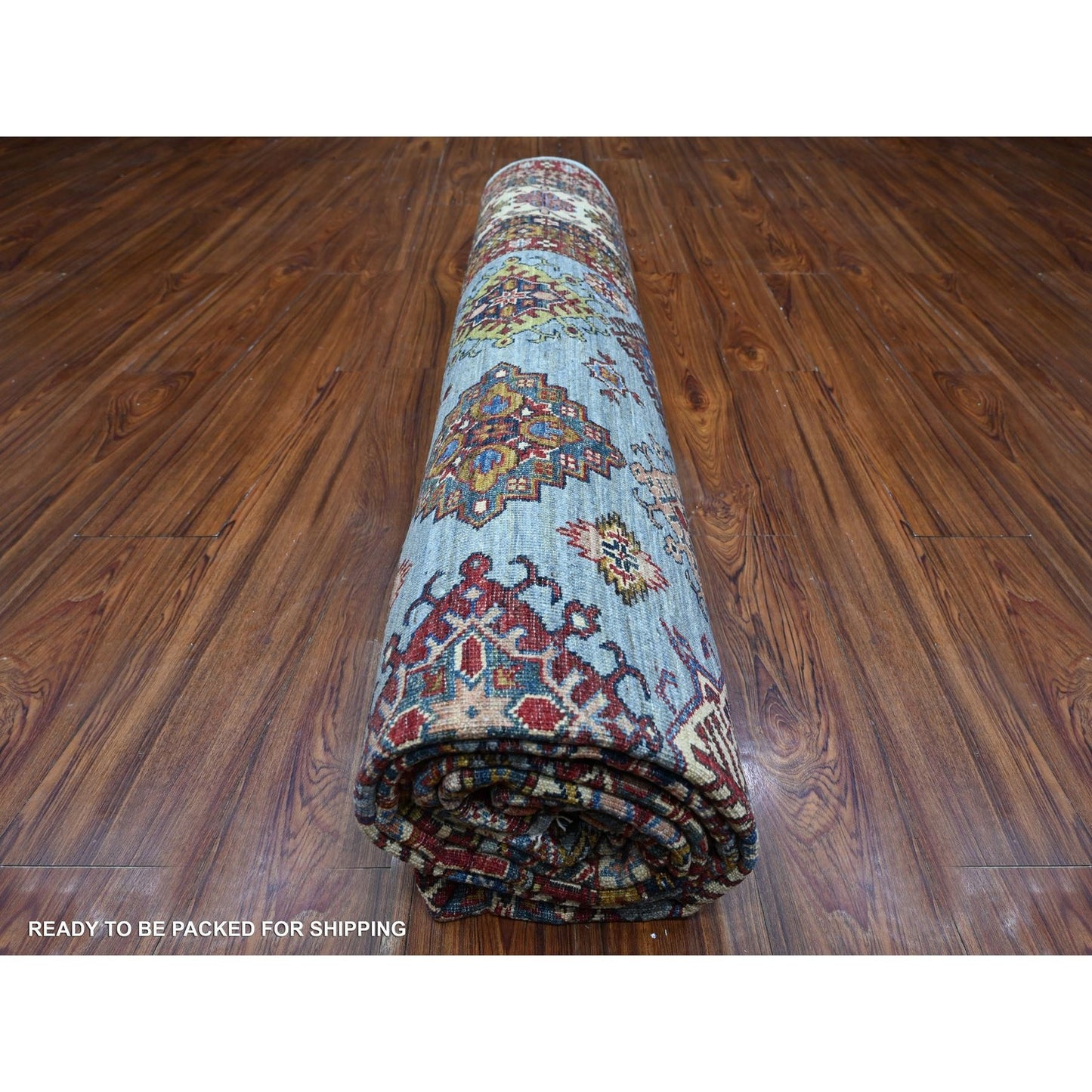 9'X12'6" Gray Afghan Super Kazak Hand Knotted 100% Wool Oriental Rug