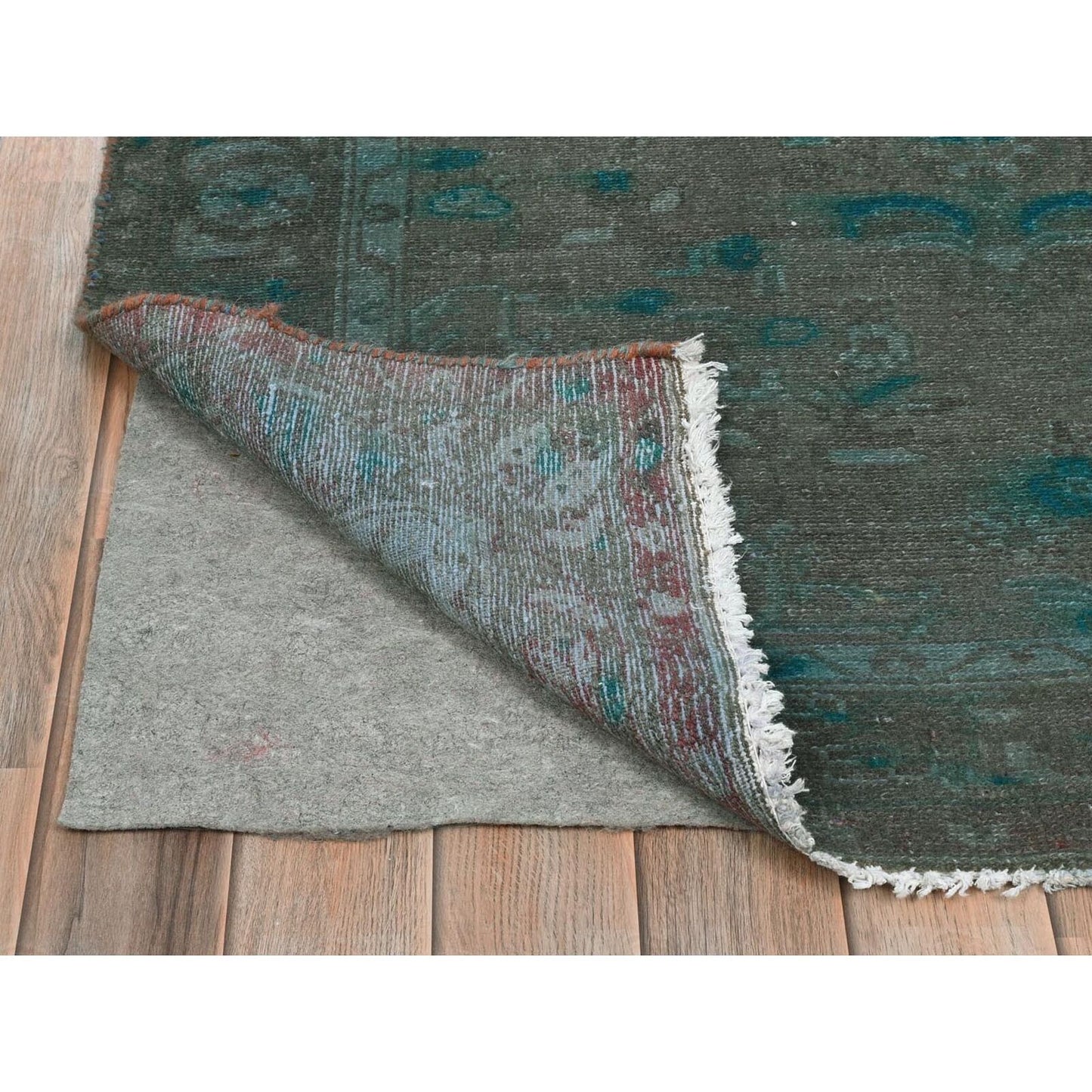 3'8"X9'3" Brown Vintage Farsian Bibikabad Hand Knotted Wool Runner Rug