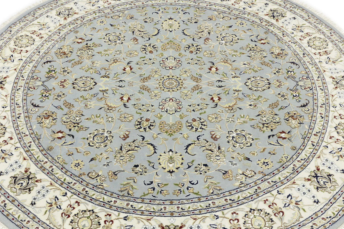 Hand-Knotted Traditional Indo-Nain Floral Round