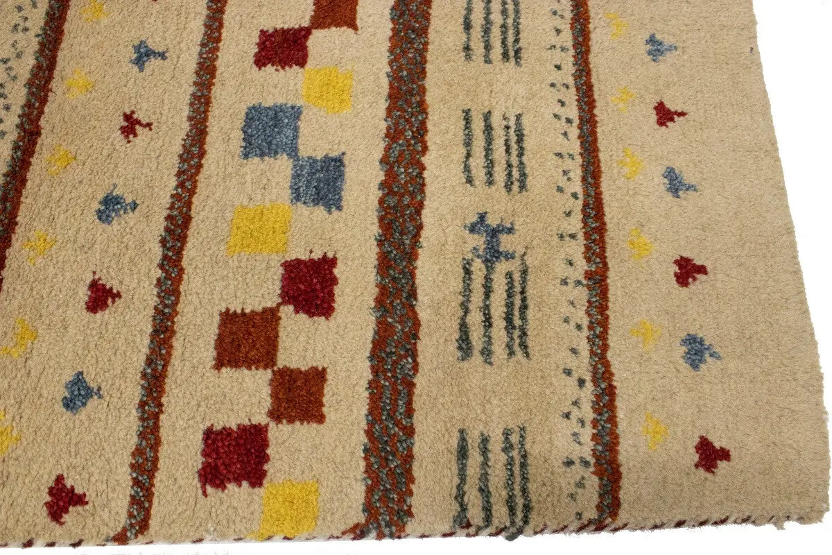 Handmade Stripes Tribal Indo-Gabbeh Runner Rug