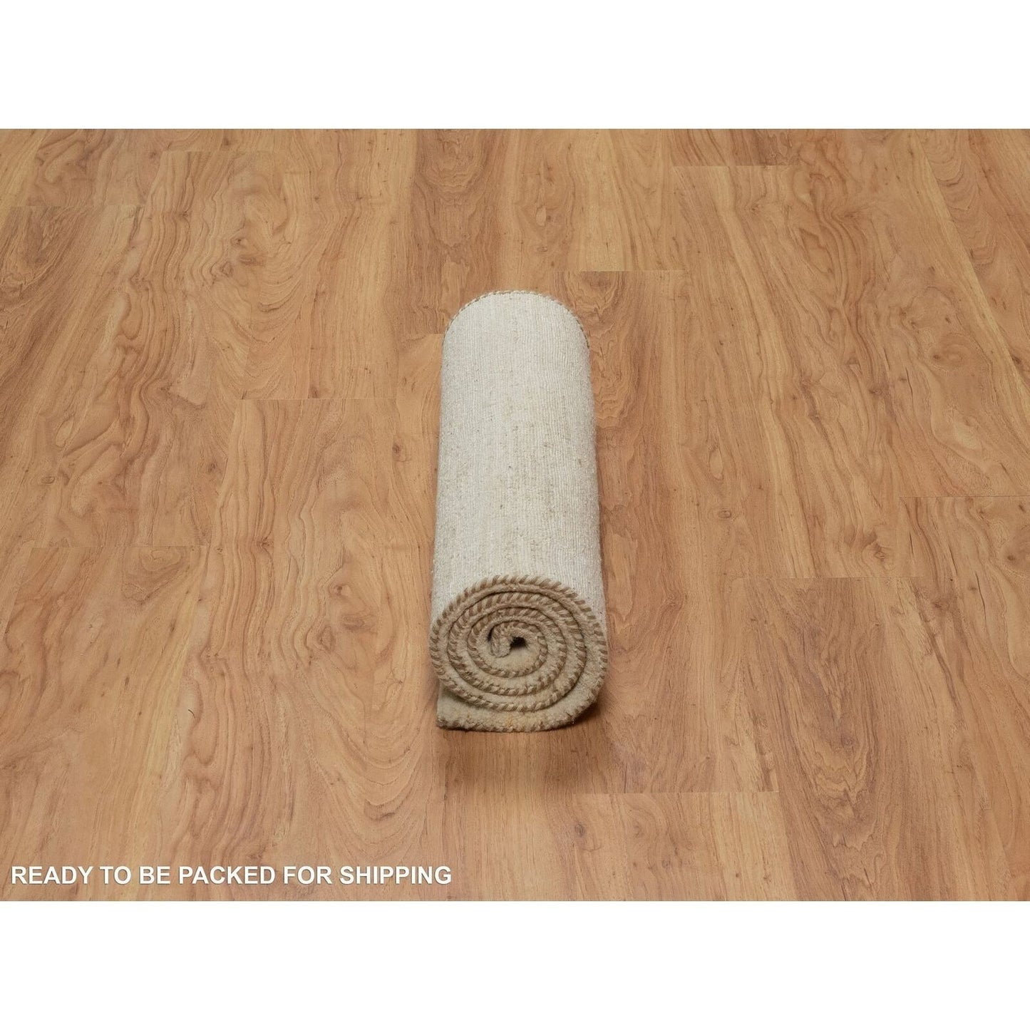 2'4"X11'6" White Lori Buft Pure Wool Plain Design Hand Knotted Runner Rug