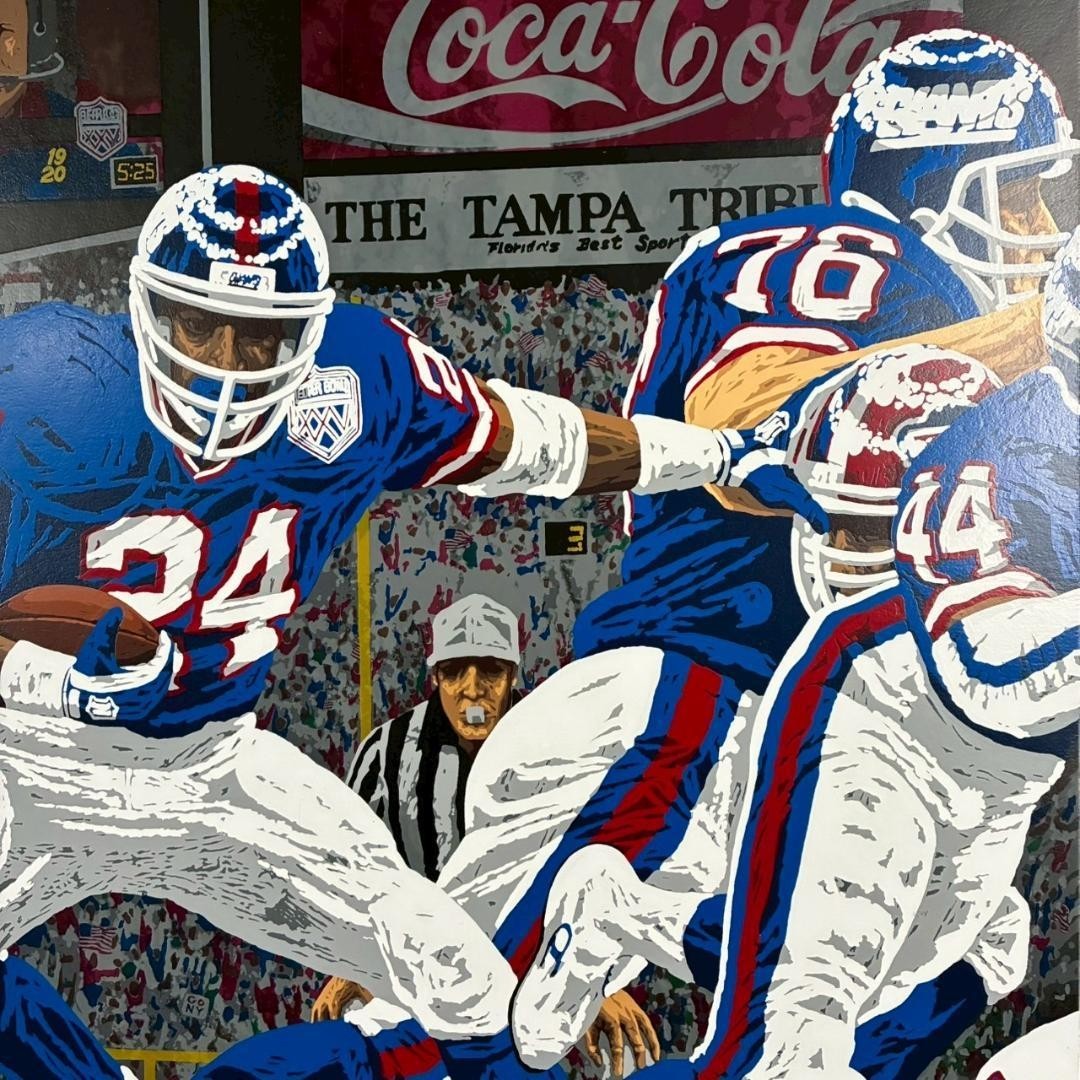 Rick Rush "Football" Serigraph Signed Framed 1991 New York Giants Super Bowl
