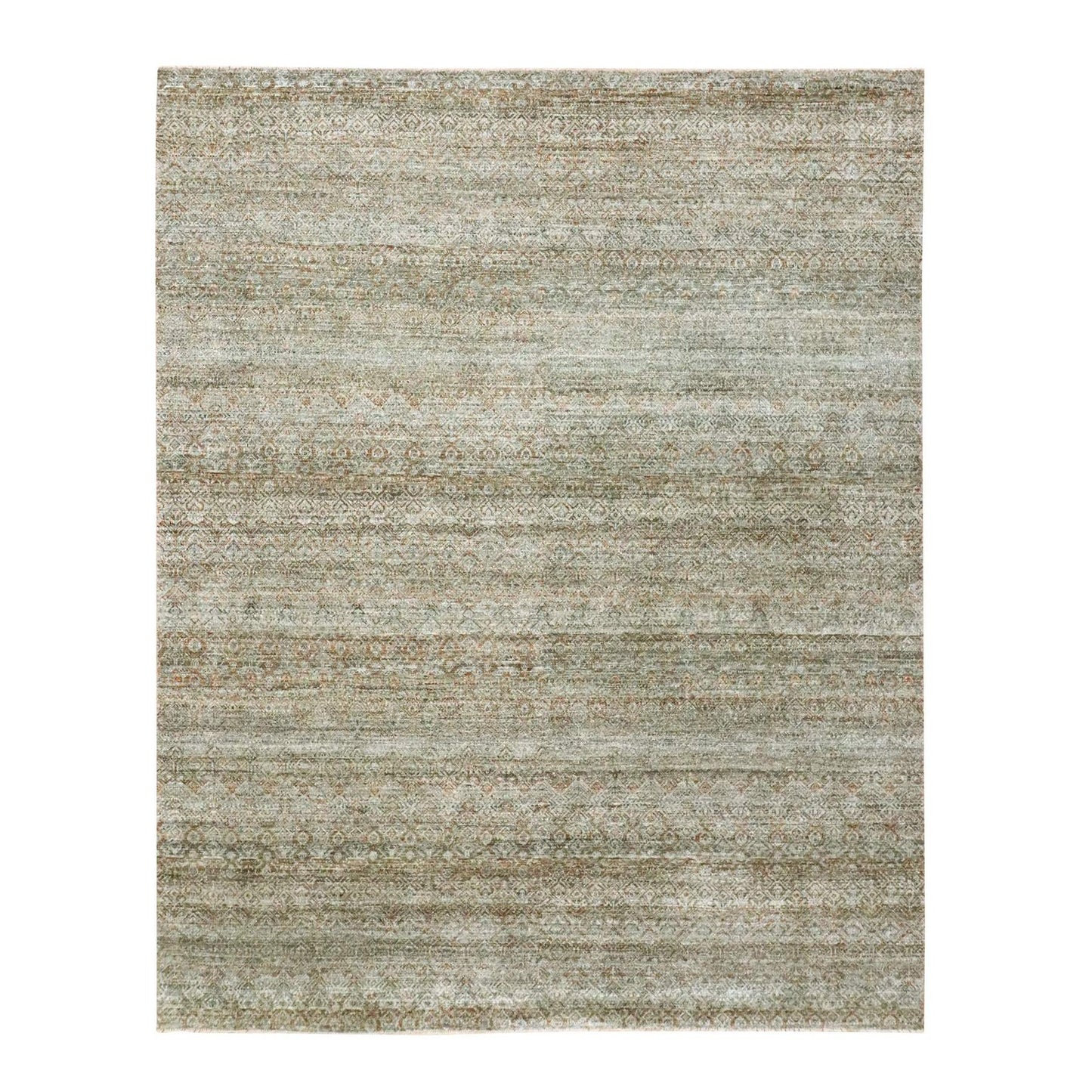 8'X10' Brown Kohinoor Soft Wool Hand Knotted Rug Small Geometric Design