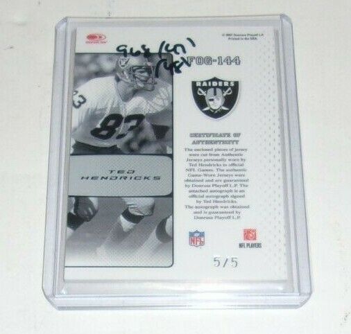 Ted Hendricks 2007 Leaf Certified Game Triple