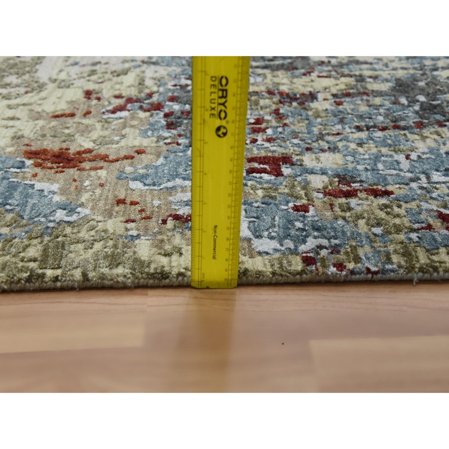 10'X14'2" Bone Gray Natural Wool Hand Knotted Abstract Design Rug