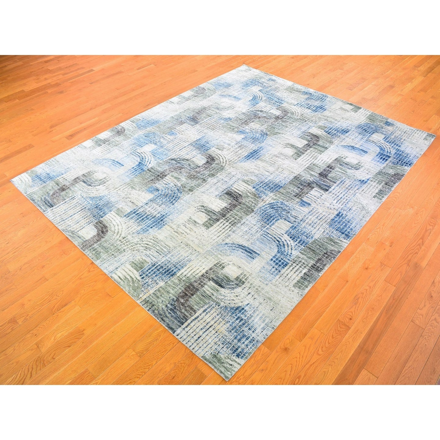 8'X10'2" The Intertwined Passage Silk With Text Wool Hand Knotted Rug