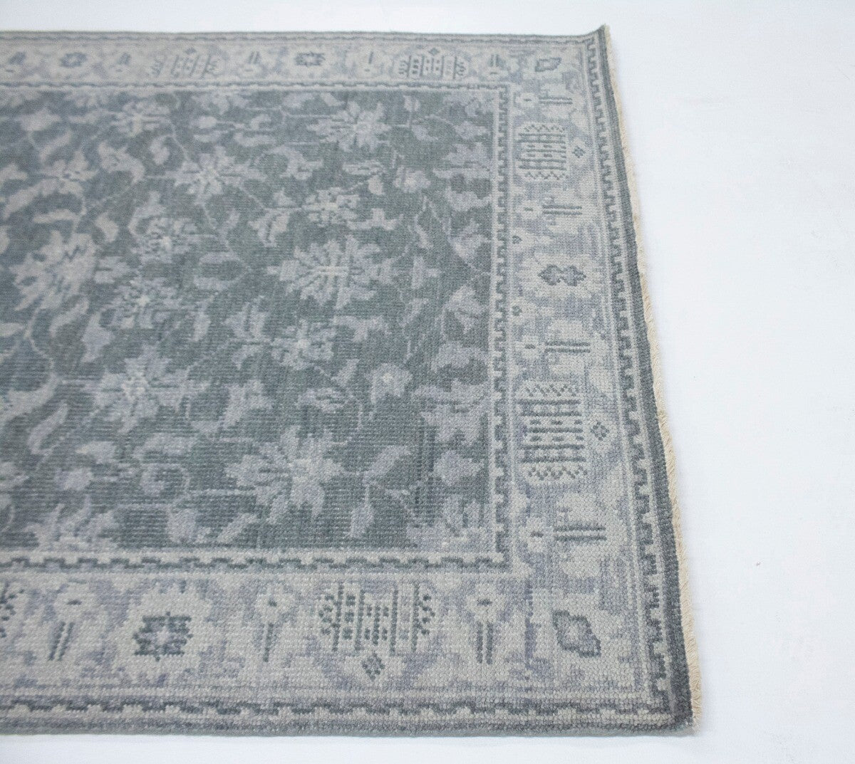 5X8 Ft Hand-Knotted Wool Area Rug Muted