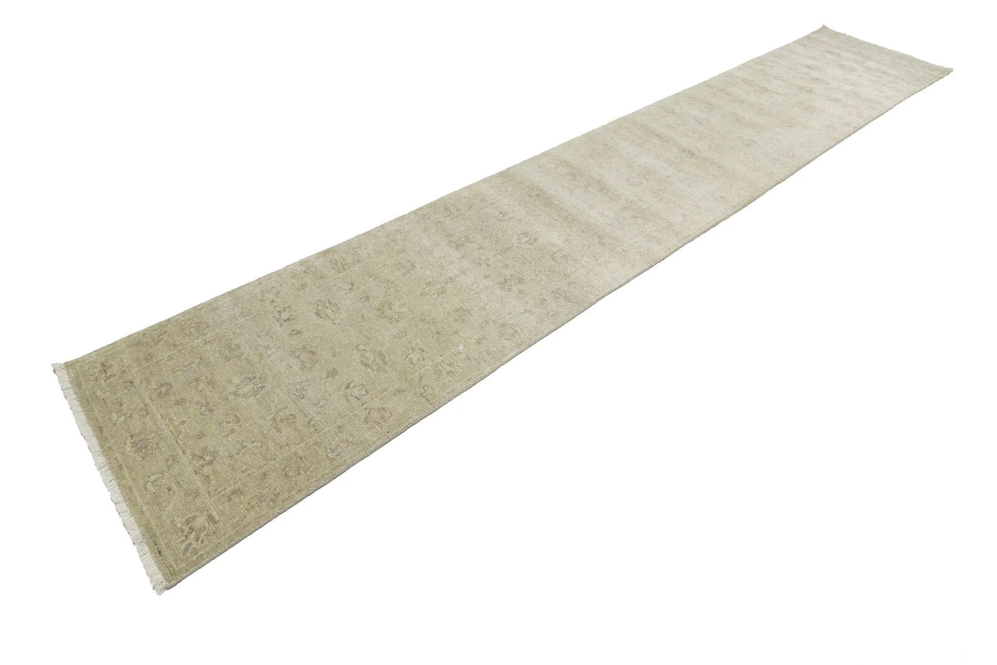 Handmade Wool Oriental Runner Rug Muted Floral